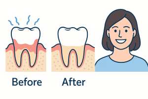 治療前後（炎症→改善）＋笑顔人物